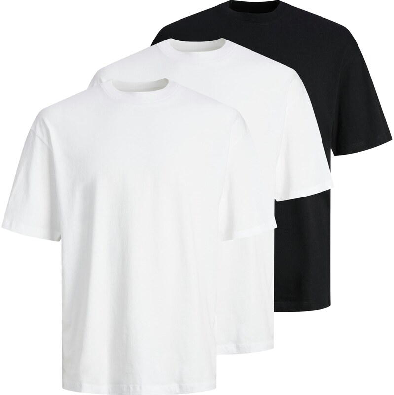 JACK & JONES Tričko JJHugo černá / bílá
