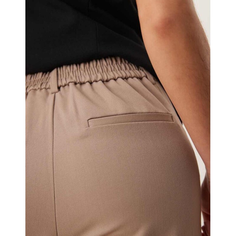 Vila high waist wide leg trouser in fungi brown