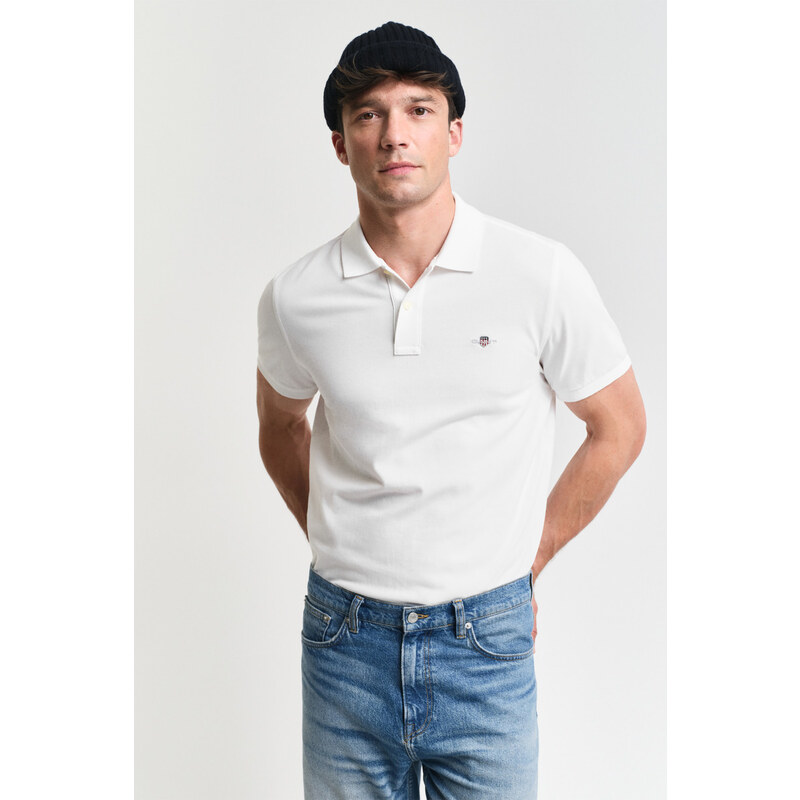 POLOKOŠILE GANT REG SHIELD SS PIQUE POLO WHITE