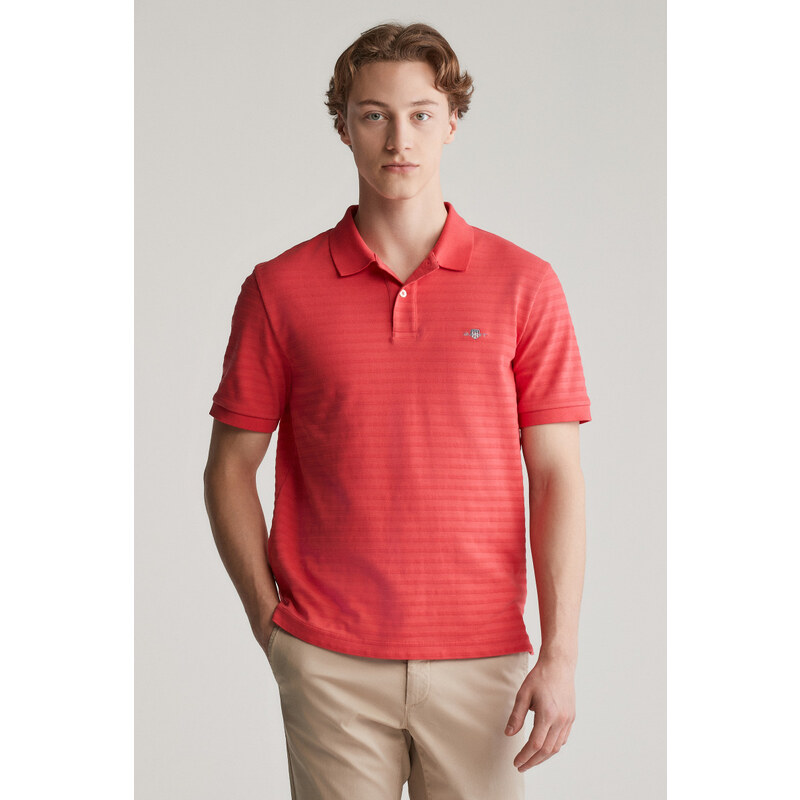 POLOKOŠILE GANT TEXTURE STRIPE POLO WATERMELON RED