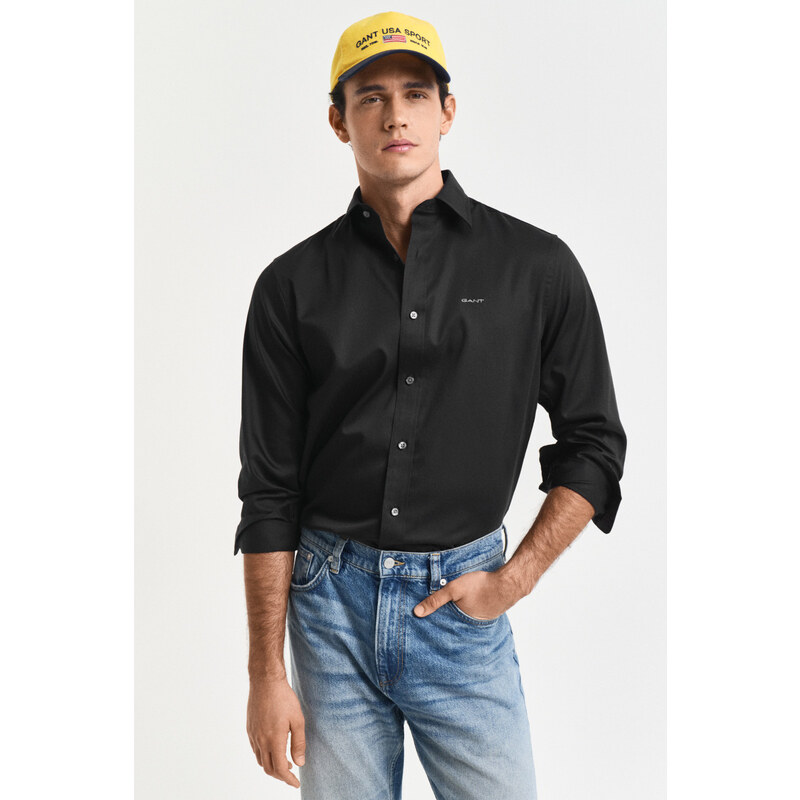KOŠILE GANT REG SATEEN SHIRT BLACK