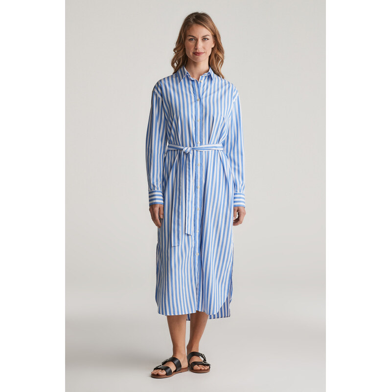 ŠATY GANT REL STRIPED POPLIN SHIRT DRESS WHITE 104356760