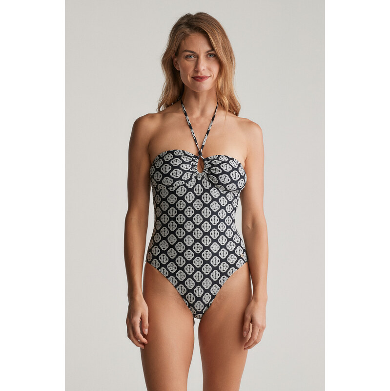 PLAVKY GANT MONOGRAM PRINT SWIMSUIT BLACK 104474285