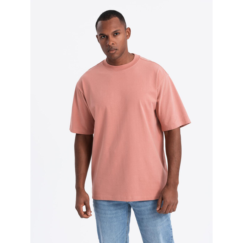 Ombre Mens cotton LOOSE FIT t-shirt with round neckline - pink