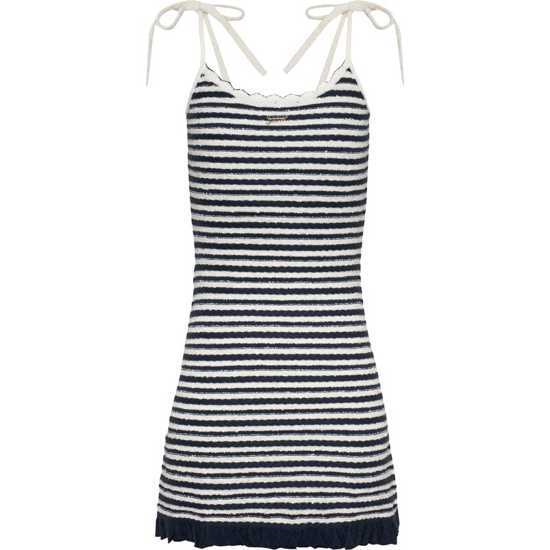 Tommy Jeans Úpletové šaty marine modrá / offwhite 104074015