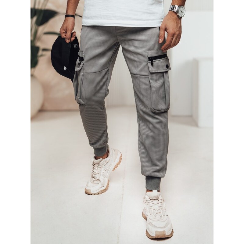 Dstreet Trendy šedé kapsáčové jogger kalhoty
