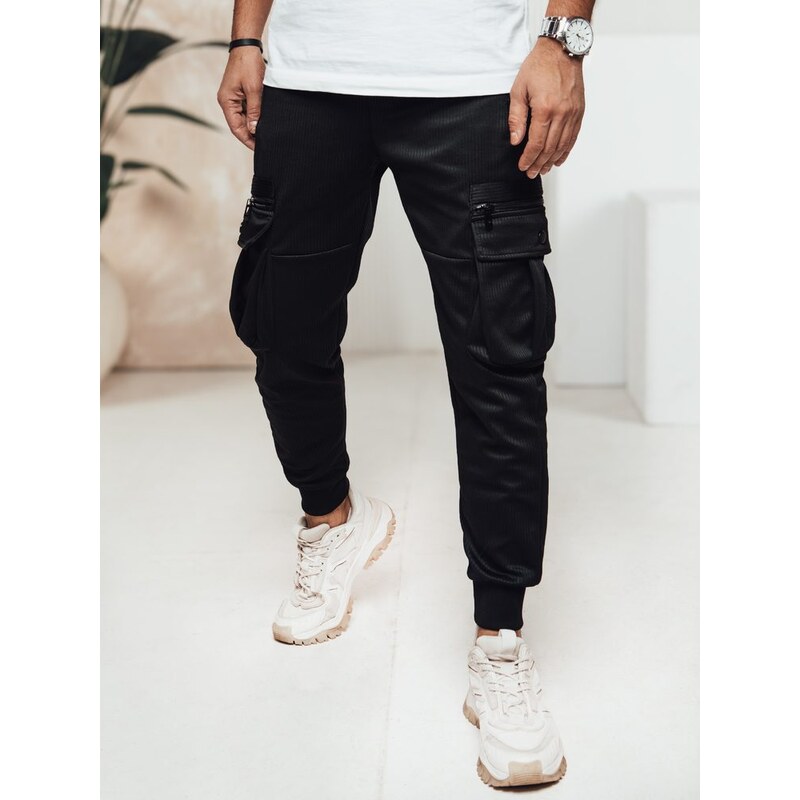 Dstreet Trendy černé kapsáčové jogger kalhoty