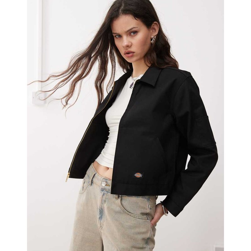 Dickies unlined eisenhower cropped jacket in black
