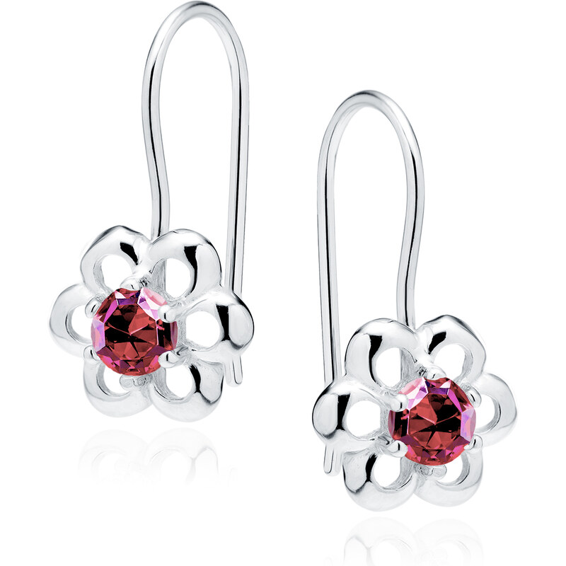 Olivie Dětské stříbrné náušnice KVÍTKO RUBY 1627 28410385