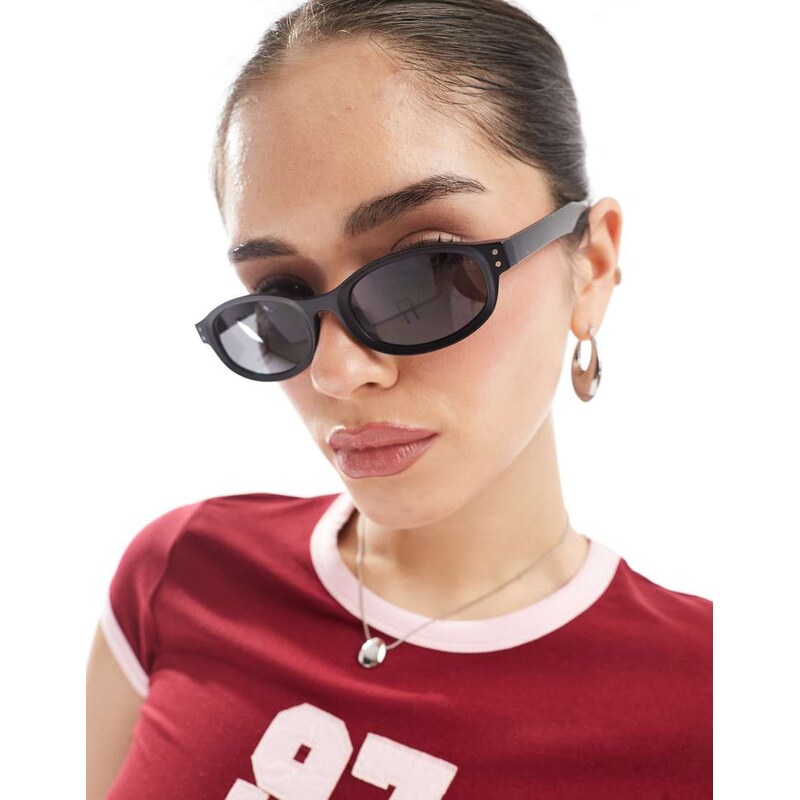 AJ Morgan slim round sunglasses in black 104713125