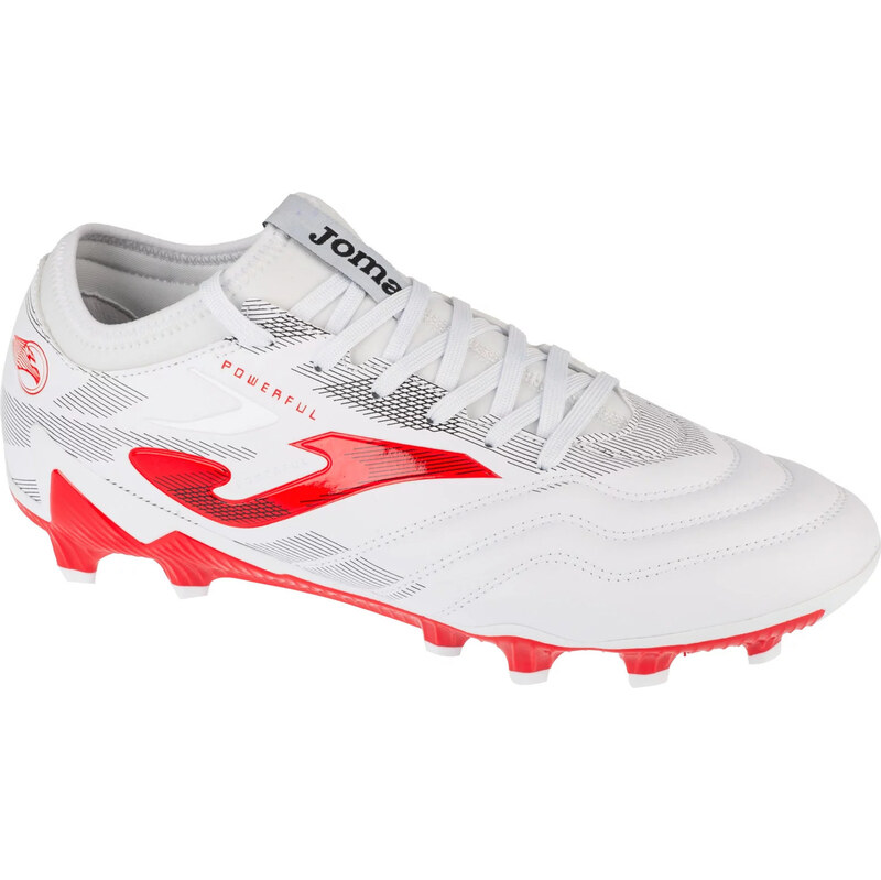 Bílo-červené pánské kopačky Joma Powerful 2502 FG Bílá