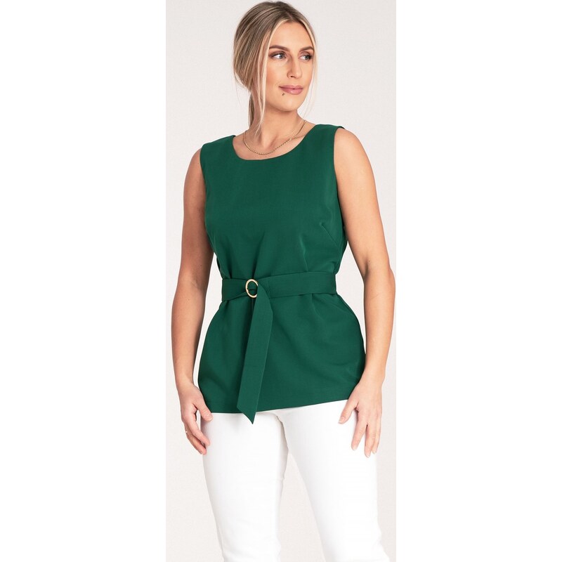 FIGL Dámská zelená elegantní halenka bez rukávů M1071 Green
