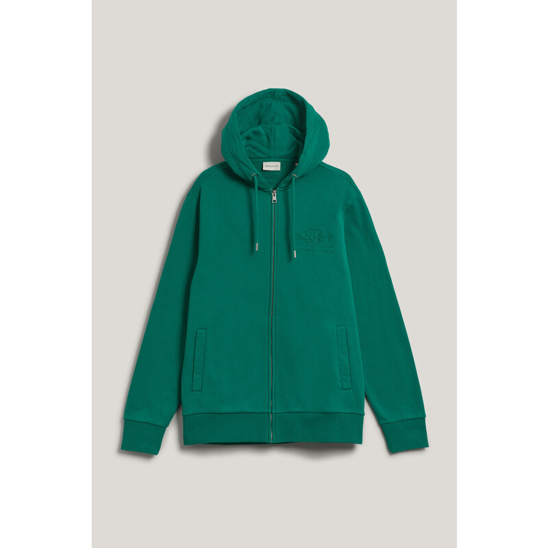 MIKINA GANT REG TONAL SHIELD FULL ZIP HOODIE DEEP GREEN