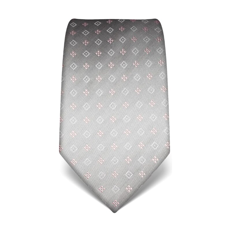 Vincenzo Boretti Hedvábná kravata stříbrná nevšední vzor 21935