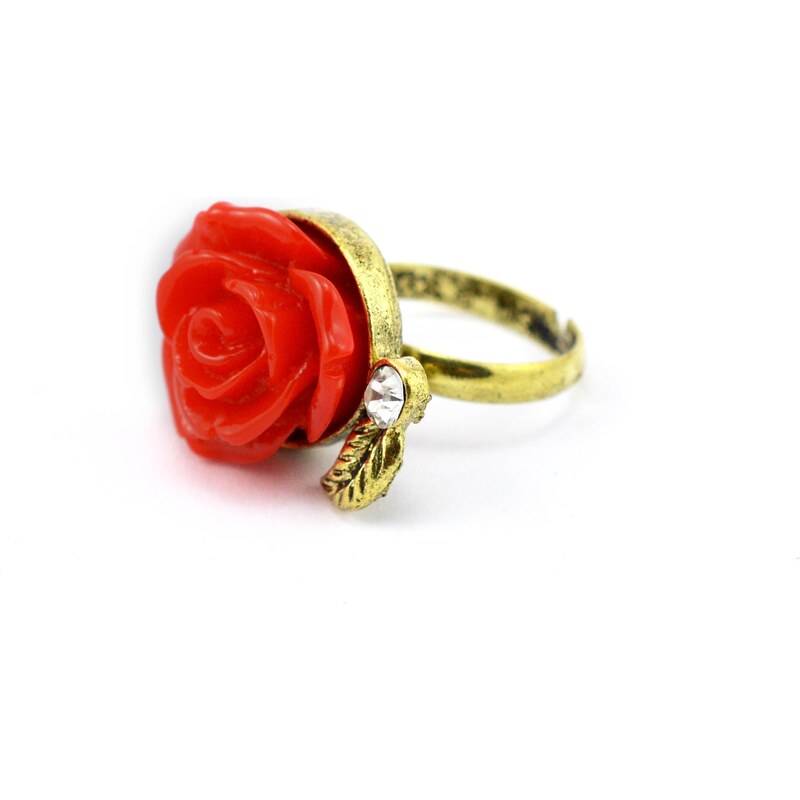 JewelsHall Prstýnek retro - růže červená