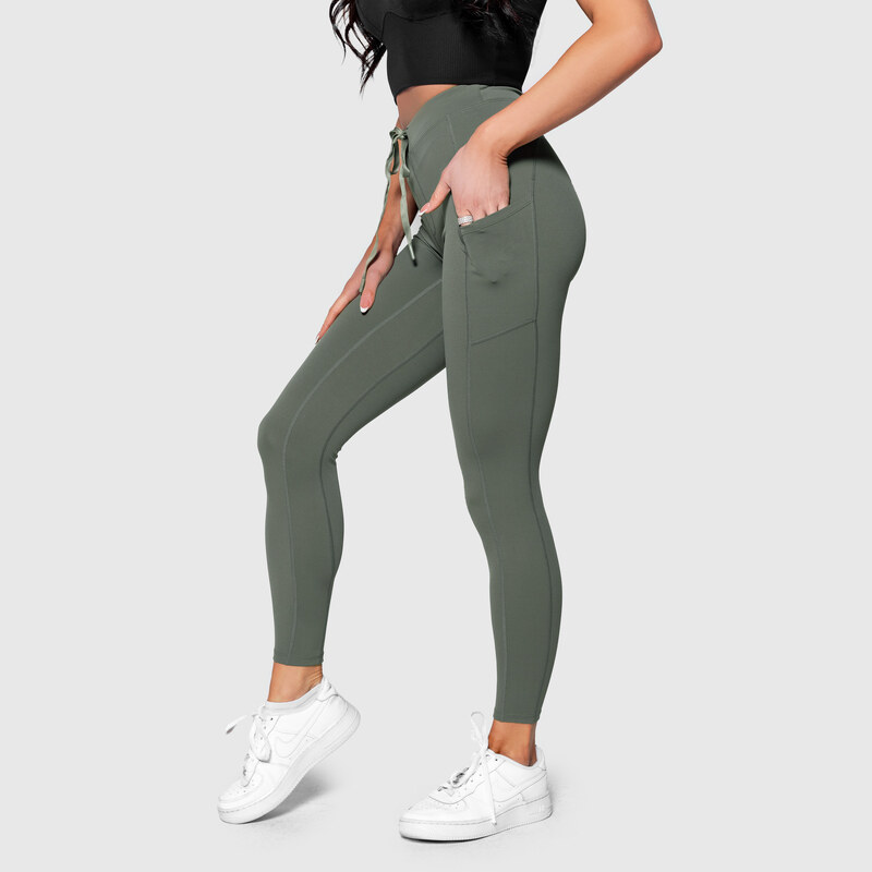 Sportovní legíny s kapsami Iron Aesthetics Active, zelené 104167640
