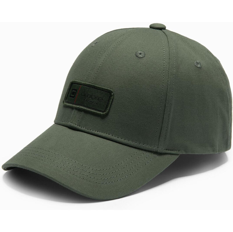 Ombre Mens baseball cap with visor and patch - khaki