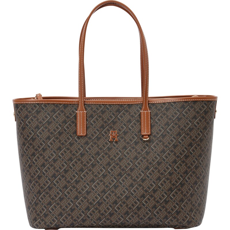 TOMMY HILFIGER Nákupní taška koňaková / umbra / černá / bílá 104173842