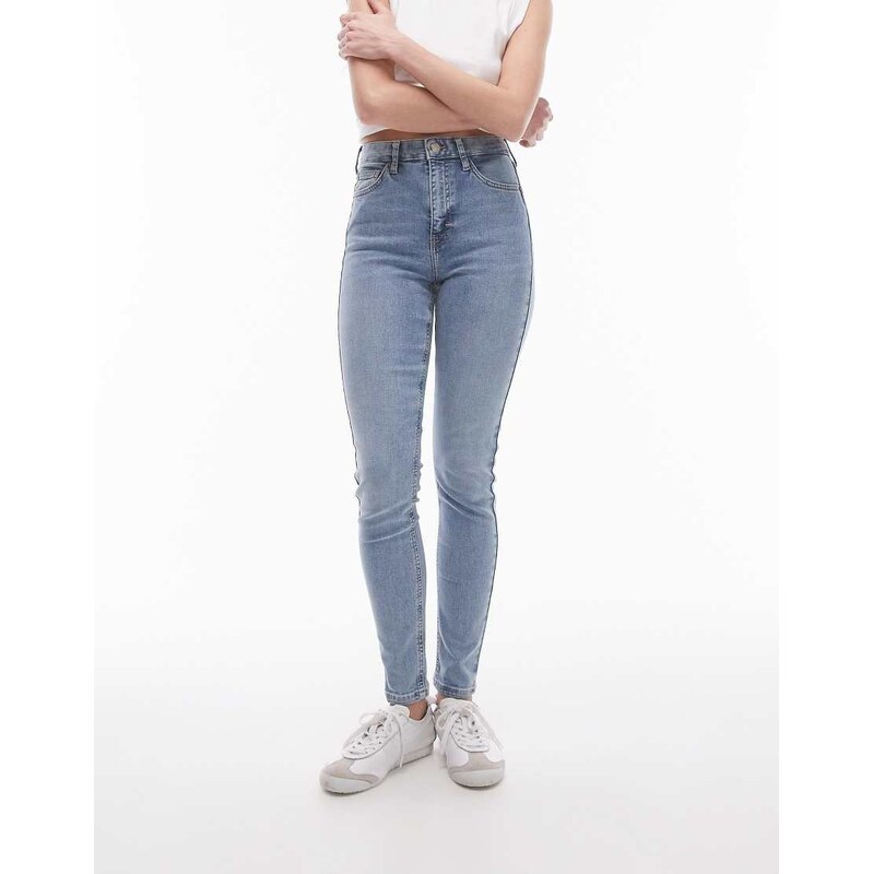 Topshop Jamie high rise skinny jean in bleach-Blue