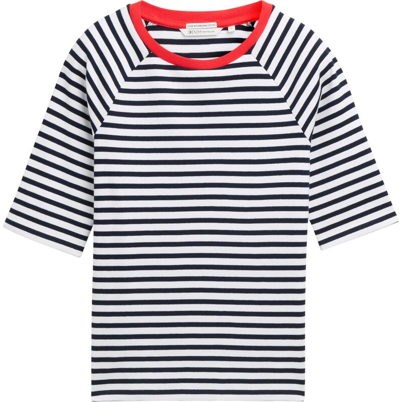 TOM TAILOR DENIM Tričko červená / černá / bílá 104243481