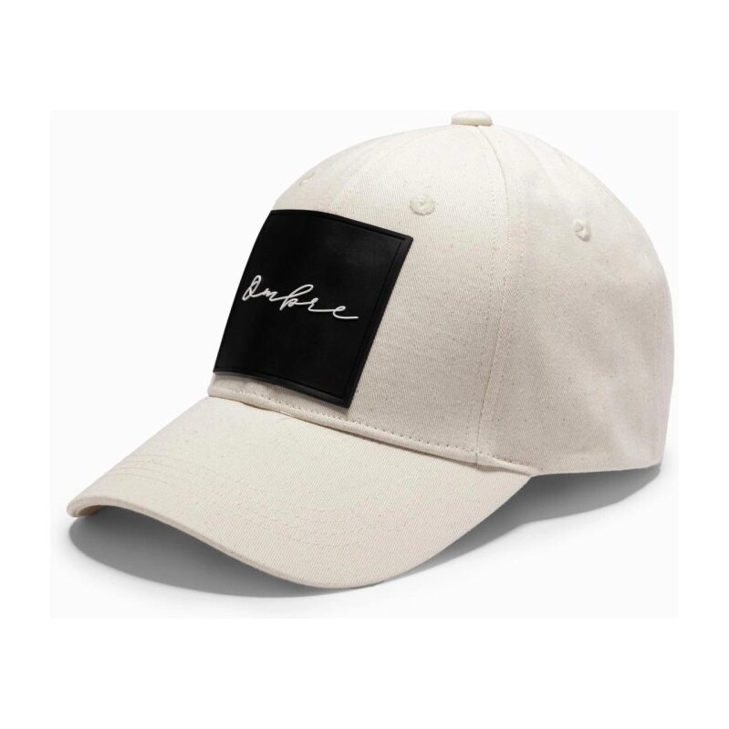 Ombre Clothing Pánská krémová kšiltovka s velkou nášivkou V4
