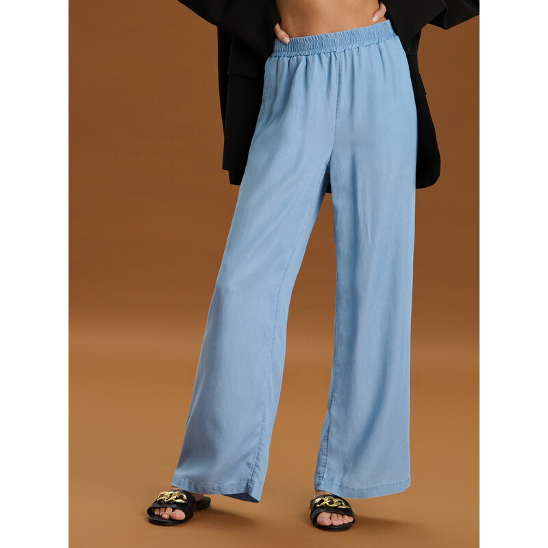 Sinsay - Kalhoty wide leg - světle modrá 104537745