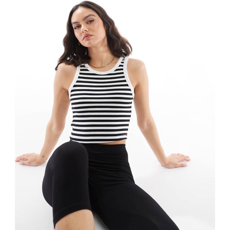 JJXX ribbed vest in black white stripe 110923118