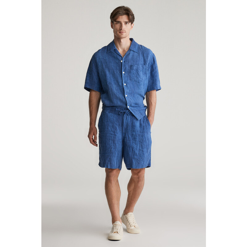 ŠORTKY GANT REL LINEN RESORT SHORTS RICH BLUE