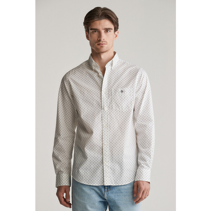 KOŠILE GANT REG MICRO PRINT SHIRT EGGSHELL