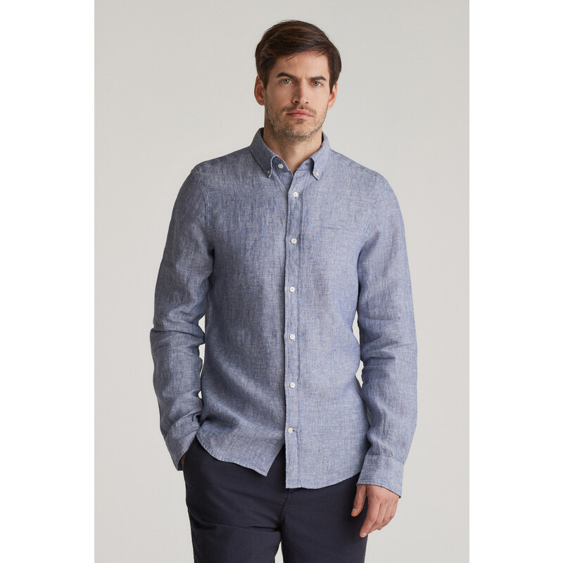 KOŠILE GANT SLIM LINEN SHIRT DUSTY NAVY