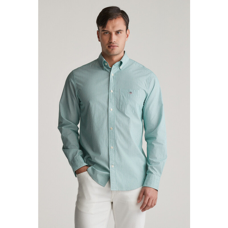KOŠILE GANT REG DOBBY DOT STRIPE SHIRT DEEP GREEN