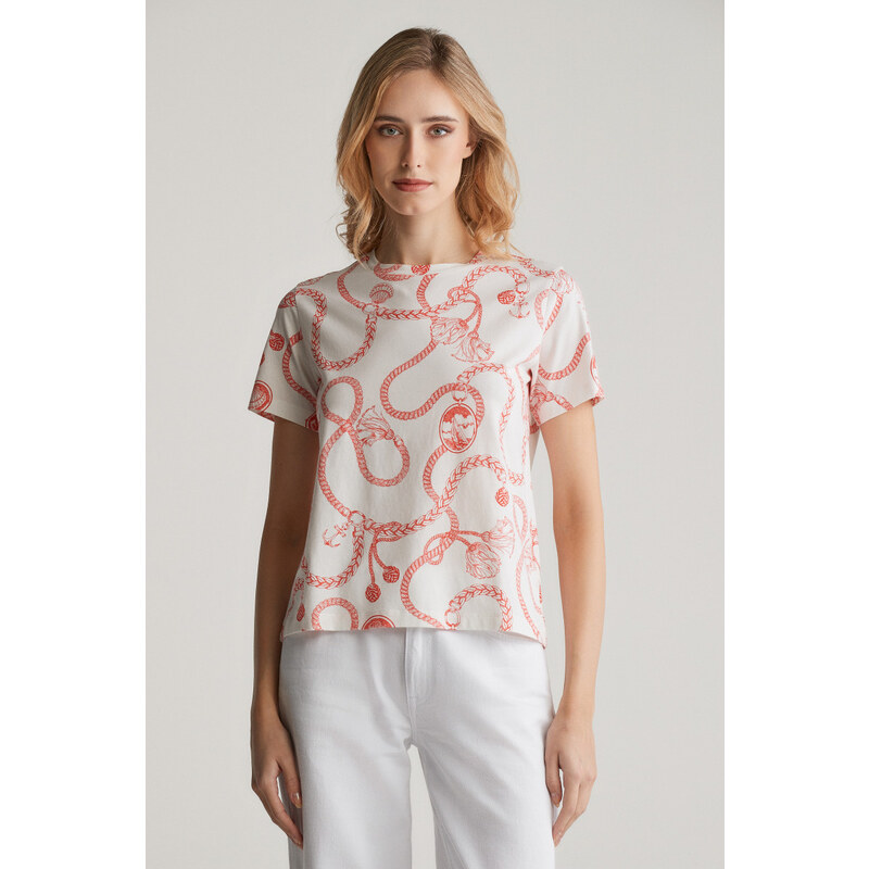 TRIČKO GANT REG SAILING PRINT SS T-SHIRT ORANGE RED