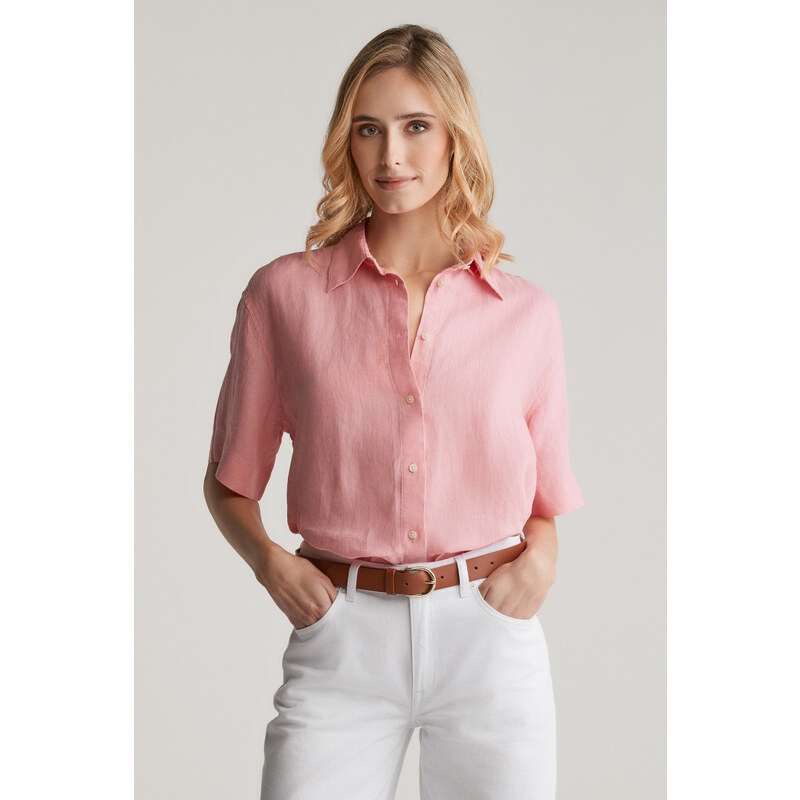KOŠILE GANT REL LINEN SS SHIRT GERANIUM PINK