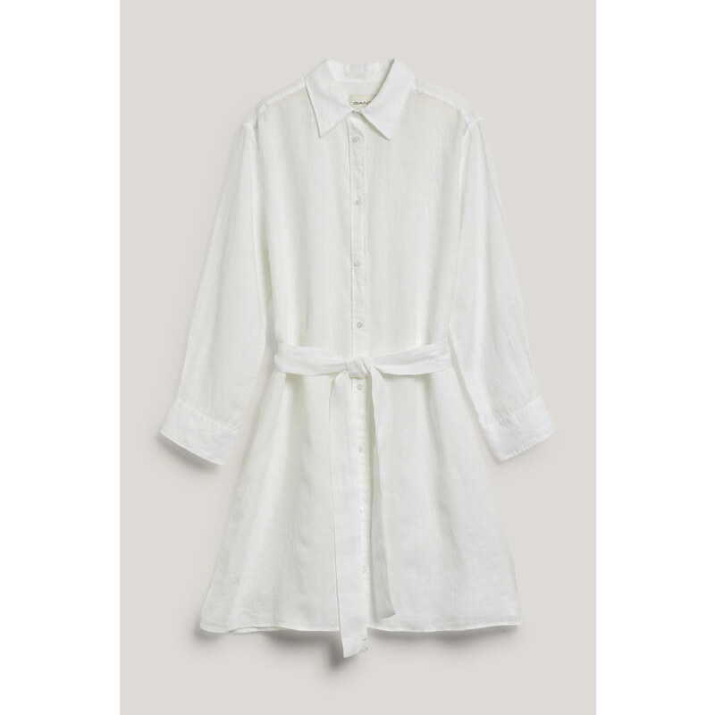 ŠATY GANT REL LINEN BELTED SHIRT DRESS WHITE