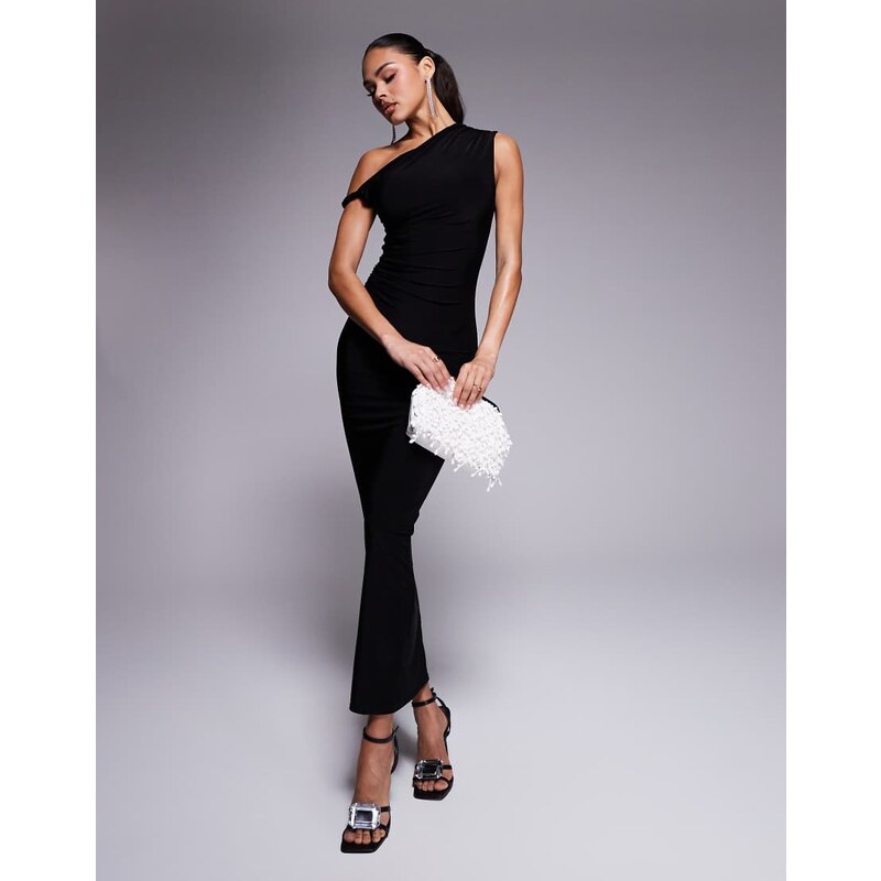 Kaiia exclusive double layered slinky twist off shoulder bodycon