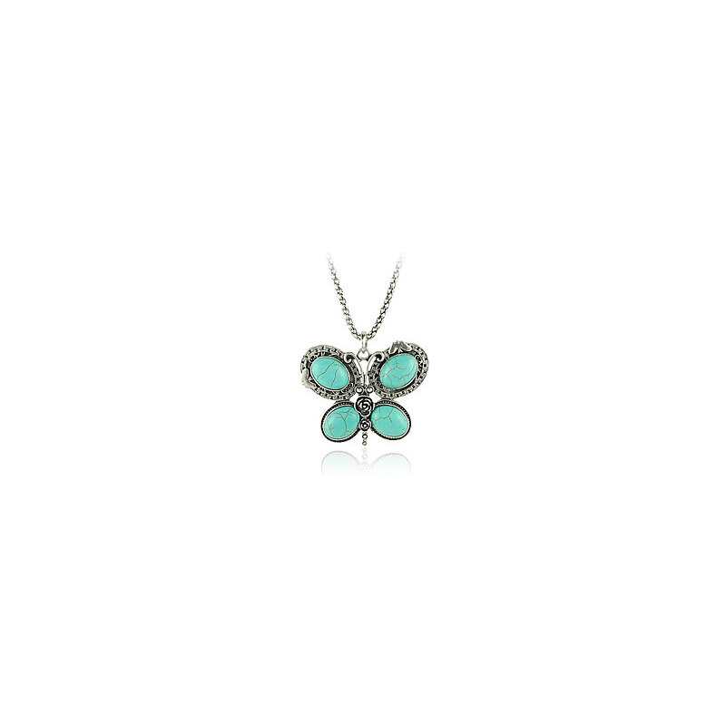 LightInTheBox Turquoise And Silver Alloy Butterfly Necklace