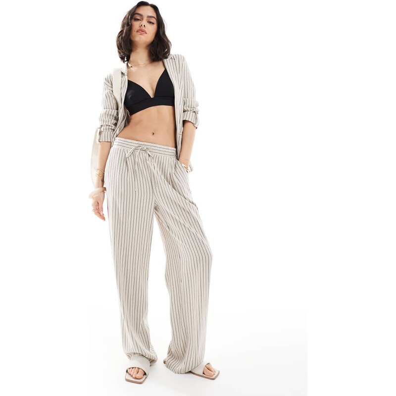 Vero Moda mix and match linen touch wide leg trouser co-ord in