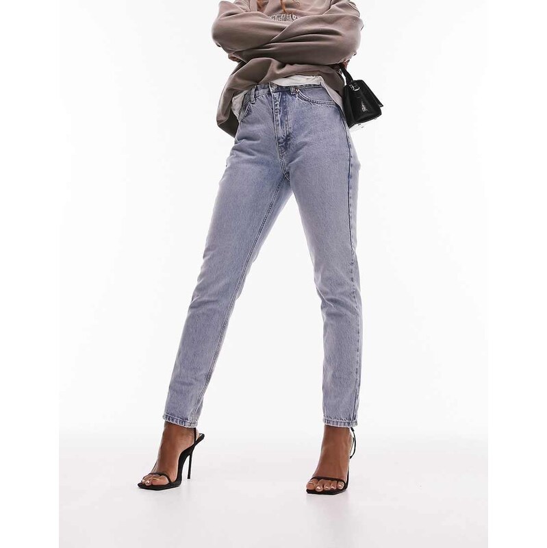 Topshop Hourglass Original Mom high rise jean in bleach-Blue 104306542
