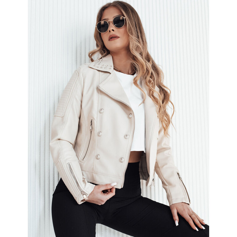 BASIC Béžová koženková bunda s hroty a ozdobnými knoflíky TRUCCO 90201021