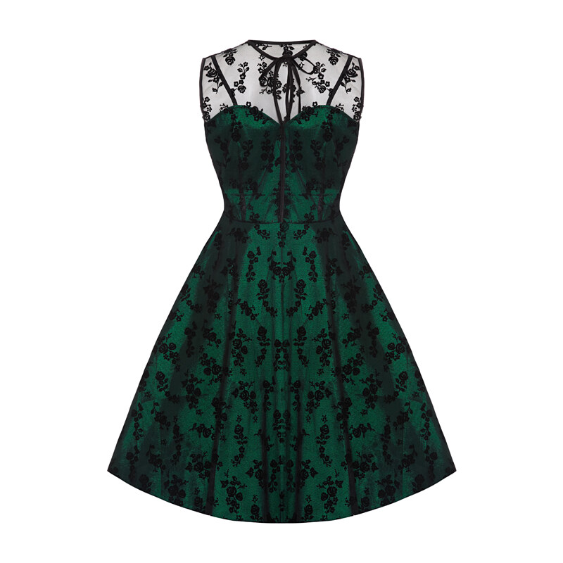 Černo-zelené brokátové šaty Voodoo Vixen Penny L
