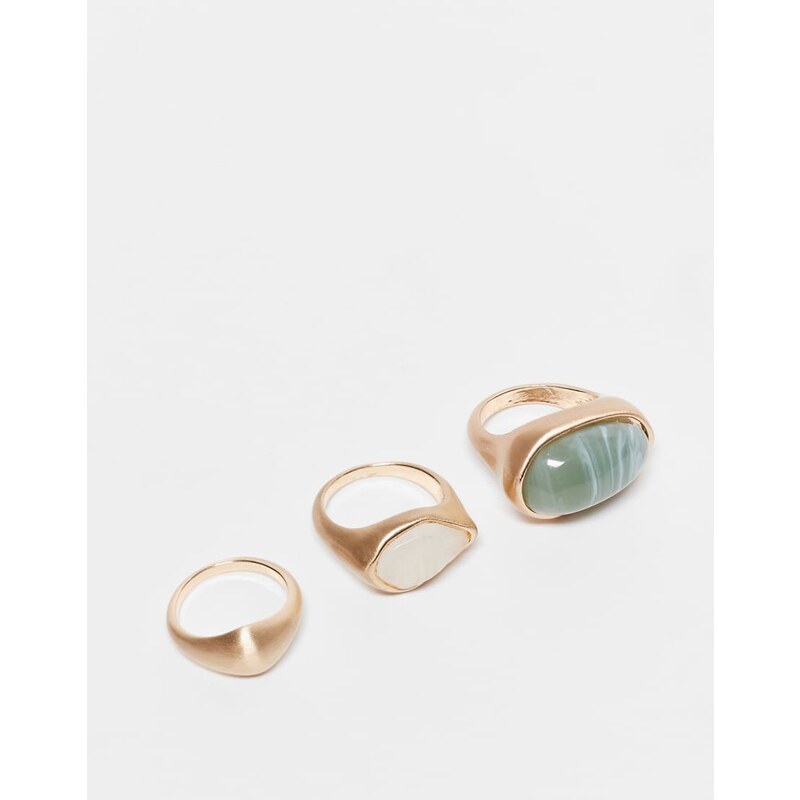 ASOS DESIGN pack of 3 rings with faux semi precious stone set in 104341711