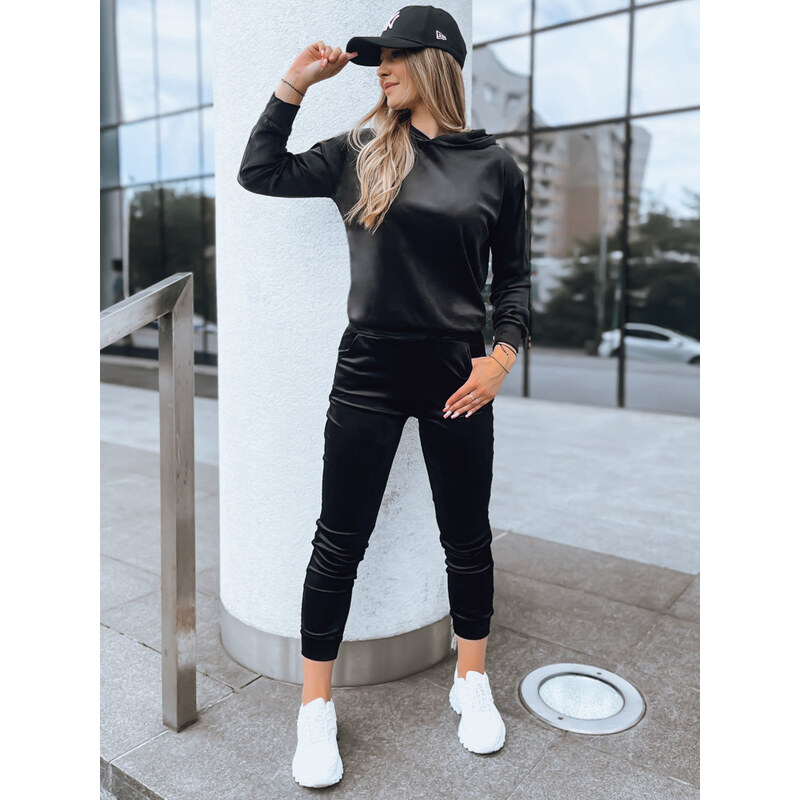 BASIC Černá velurová tepláková souprava SO COMFY AY0888