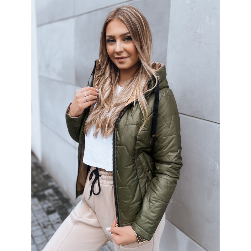 BASIC Tmavá khaki prošívaná bunda LOVE YOU TY3836