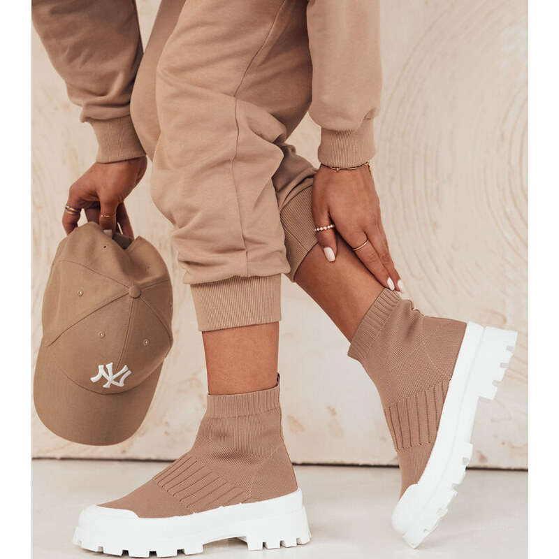 BASIC Hnědé textilní kotníkové tenisky ORCE Hnědá 90259216
