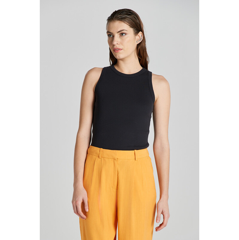 TOP GANT HIGH NECK RIB TANK TOP BLACK 104260686