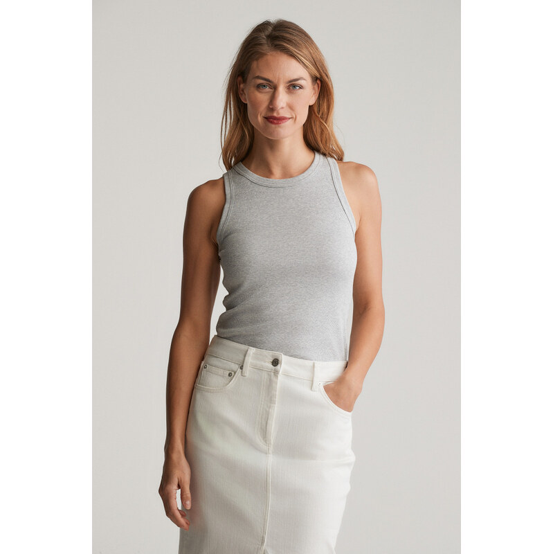 TOP GANT HIGH NECK RIB TANK TOP LIGHT GREY MELANGE 104260688