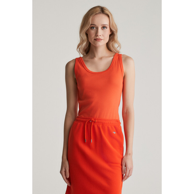 TOP GANT SLIM RIBBED TANK TOP ORANGE RED