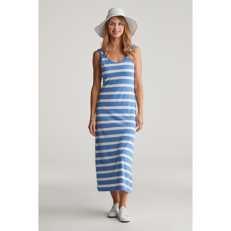 ŠATY GANT STRIPED TANK TOP JERSEY MIDI DRESS PERFECT BLUE 104356771