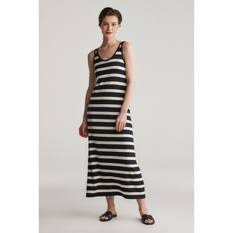 ŠATY GANT STRIPED TANK TOP JERSEY MIDI DRESS BLACK 104356770
