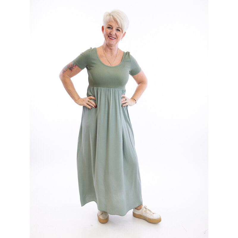 Italy fashion Dlouhé šaty ROSA Barva: Khaki, Velikost: UNI: M-XL